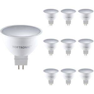 HOFTRONIC - Voordeelverpakking 10X GU5.3 LED Spots - 4,3 Watt 400lm - Vervangt 35 Watt - 6500K Daglicht wit licht - LED Reflector - GU10 LED lamp