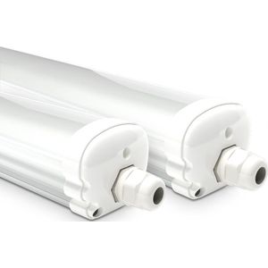 HOFTRONIC S Series - 2 Pack LED TL armaturen 150cm - IP65 waterdicht - 6500K Daglicht wit licht - 48W 5760 Lumen - Koppelbaar - Tri-Proof plafondverlichting