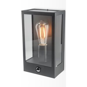 Stella PIR LED wandlamp - bewegingssensor - schemerschakelaar - excl. E27 lichtbron - max. 60 watt - IP44 - Zwart - voor buiten