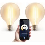 HOFTRONIC - Set van 2 E27 LED Filament Lamp - G95 - Dimbaar - Warm Wit tot Helder Daglicht Wit - 806 Lumen - 7 Watt