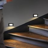 Set van 4 Dillon LED Inbouw wandlampen Zwart - Wand Inbouwspot rechthoek - 3 Watt 340 Lumen - 3000K warm wit - IP54