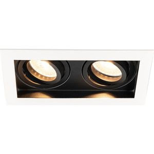 HOFTRONIC - Durham Dubbel LED Inbouwspot vierkant Wit - GU10 - 10 Watt 800 Lumen - 2700K Warm wit licht - Kantelbaar en Dimbaar - Diameter 100x185mm - Plafondspots 2 lichts