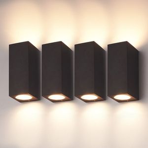 Set van 4 Selma dimbare LED wandlamp - Up & Down light - IP65 - excl. GU10 lichtbron - Zwart - Binnen en buiten - 3 jaar garantie