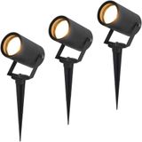 HOFTRONIC - Set van 3 Spikey LED Tuinspots - Zwart - GU10 Fitting - IP65 Waterdicht