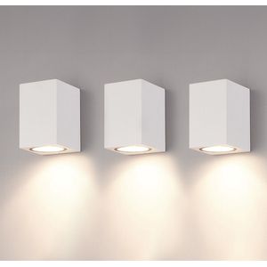 HOFTRONIC - Set van 3 Marion Wandlampen binnen en buiten - Down (1 lichts) 4000K - GU10 5 Watt 400 Lumen - IP65 Waterdichte Buitenlamp - Ideaal voor de Schutting, Badkamer, Woonkamer, Tuin en Slaapkamer