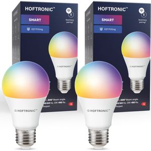 Set van 2 E27 Smart LED Lampen - RGB + WW - 10 Watt - Bedienbaar via Spraak en App