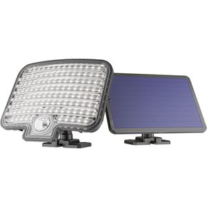 HOFTRONIC - Colby LED Solar Außenwandleuchte mit Bewegungsmelder - inkl. Dämmerungssensor - Separates Solarpanel - IP44 wasserdicht - 120 LEDs - 7 Watt - 6500K 600 Lumen tageslichtweißes Licht - Schwarz
