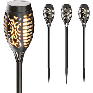 Avon - Fire LED Solarlamp - Tuinfakkel - Kleur: Zwart - Inclusief Schemerschakelaar