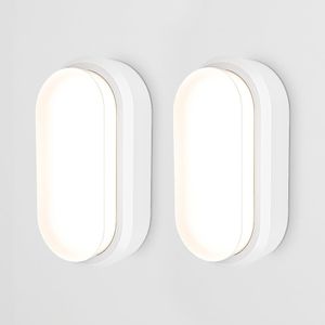 HOFTRONIC - 2er-Set C-Series - LED Kellerlampe - Ovalleuchte - Deckenleuchte - Feuchtraumleuchte Wandleuchte - Deckenlampe - Weiß - IP54 - 18W - 1830lm - 4000K neutralweißes Licht - für den Innen- und Außenbereich