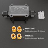 HOFTRONIC - Lasdoos IP68 - 2 Ingangen - Waterdicht - Kabelverbinder I-vorm - Zwart