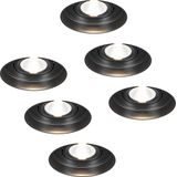 HOFTRONIC inbouwspots Lugo trimless – 6 stuks 5 watt 450 lumen 2700K warm wit – dimbaar kantelbaar – zwart aluminium – IP65 – badkamer spotjes inbouwspots plafond