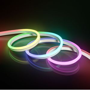 HOFTRONIC - Halo Neon LED Strip 10m - WiFi & Bluetooth - RGBWW - Met afstandsbediening - IP65 voor binnen en buiten - RGBIC LED Strip - Neonflex - Smart Strip - Slimme verlichting