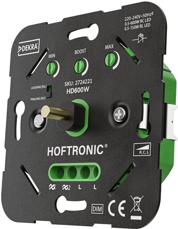 HOFTRONIC - LED Dimmer - 600 Watt - Universeel - Geruisloos - Inbouw