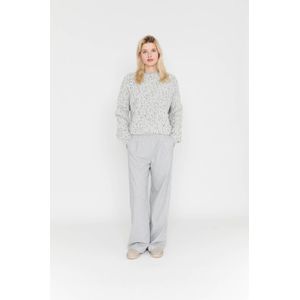 Moscow - Wide Leg - Casual Broek - Grijs Melange - Regular Waist