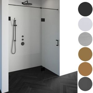 Brauer 4JC15 2-delige Nisopstelling Inloopwand Met Nisdeur Aaneengeschakeld 160cm (100/60) Gunmetal Geborsteld - Veiligheidsglas - Douche - Douchedeuren - 8720724501691