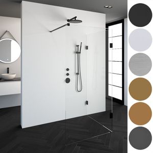 Brauer 4JC4 Inloopdouche Reversed 100 X 100cm Gunmetal Geborsteld - Veiligheidsglas - Douche - Douchewanden - Inloopdouche - 2 Vaste Wanden - 8720724502278