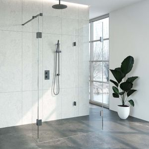 Tapo Creative inloopdouche 3 delig 130x100 breedte kleine zijwand 30 gunmetal