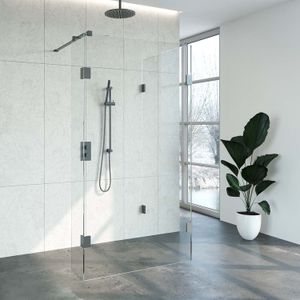 Tapo Creative inloopdouche 3 delig 110x90 breedte kleine zijwand 30 gunmetal