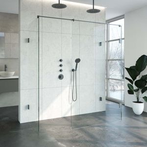 Brauer 4JC6 Inloopdouche Vrijstaand 180 X 80cm Gunmetal Geborsteld - Veiligheidsglas - Douche - Douchewanden - Inloopdouche - 8720724502650