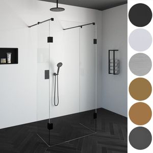 Brauer 4JC8 Inloopdouche 140cm Vrijstaand Met Zijwanden 50cm Gunmetal Geborsteld - Veiligheidsglas - Douche - Douchewanden - Inloopdouche - Vrijstaande Wand - 8720724502834