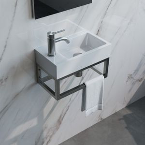 Brauer - Brushed Edition - Fonteinset - Wit - Mineraalmarmer - Incl. Toebehoren en Frame