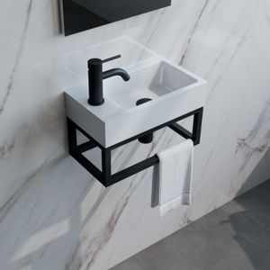 Fonteinset Brauer Black Edition 40x22cm Wit Incl. Toebehoren en Frame Mat Zwart