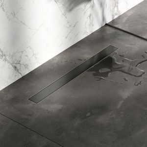 Douchegoot met veelzijdig rooster, flens 7x90 geborsteld PVD gunmetal