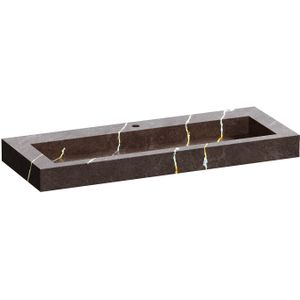 Wastafel topa artificial marble 120 1 spoelbak copper brown (1 krgt.)