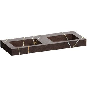 Brauer - Coral - Dubbele Wastafel - Copper Brown - Artificial Marble - Rechthoekig