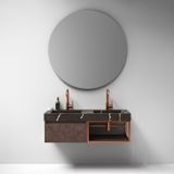 Wastafel topa artificial marble 120 2 spoelbakken copper brown