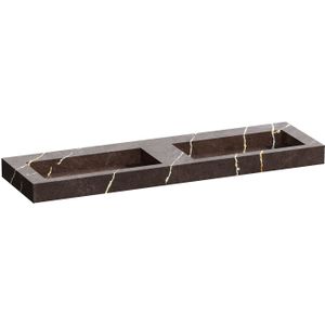 Brauer - Coral - Dubbele Wastafel - Copper Brown - Artificial Marble - Rechthoekig