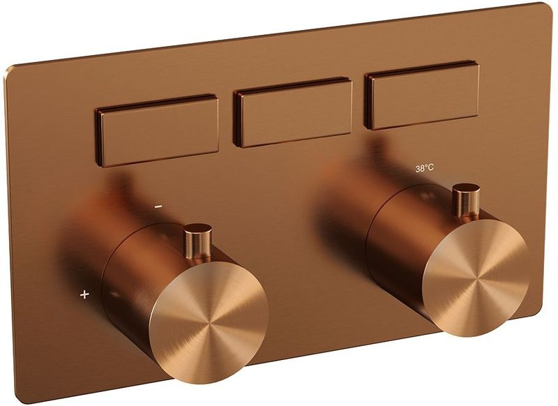BRAUER Copper Edition 3-weg inbouwthermostaat met drukknoppen met in- en afbouwdelen koper geborsteld PVD