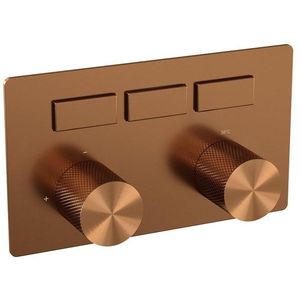 Brauer Copper Carving 3-weg inbouwthermostaat met drukknoppen - koper geborsteld PVD