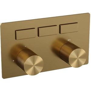 Brauer Gold Carving 3-weg inbouwthermostaat met drukknoppen - goud geborsteld PVD