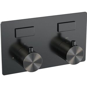BRAUER Gunmetal Edition 2-weg inbouwthermostaat met drukknoppen met in- en afbouwdelen gunmetal geborsteld PVD