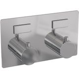 BRAUER Chrome Edition Thermostatische Regendouche inbouw - drukknoppen - SET 66 - 30cm hoofddouche - plafondarm - staaf handdouche - doucheslang - geïntegreerde glijstang - chroom 5-CE-177