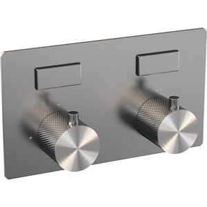 BRAUER Brushed Carving Regendouche Inbouw - RVS Geborsteld PVD - Drukknoppen - 30cm Hoofddouche