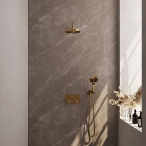 BRAUER - Gold Carving - Thermostatische Regendouche Inbouw - Goud Geborsteld PVD
