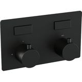 BRAUER Black Edition thermostatische inbouw badkraan - drukknoppen SET 03 - badvulcombinatie - staaf handdouche - doucheslang - wandaansluitbocht - zwart mat 5-S-208