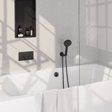 BRAUER Black Edition thermostatische inbouw badkraan - drukknoppen SET 04 - badvulcombinatie - 3 standen handdouche - doucheslang - wandaansluitbocht - zwart mat 5-S-209