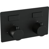 BRAUER Black Edition thermostatische inbouw badkraan - drukknoppen SET 04 - uitloop - 3 standen handdouche - doucheslang - wandaansluitbocht - zwart mat 5-S-211