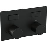 BRAUER Black Carving thermostatische inbouw badkraan - drukknoppen SET 04 - uitloop - 3 standen handdouche - doucheslang - wandaansluitbocht - zwart mat 5-S-215