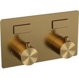 BRAUER Gold Edition thermostatische inbouw badkraan - drukknoppen SET 04 - badvulcombinatie - 3 standen handdouche - doucheslang - wandaansluitbocht - goud geborsteld PVD 5-GG-209