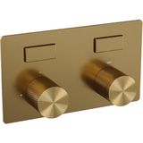 BRAUER Gold Carving thermostatische inbouw badkraan - drukknoppen SET 03 - badvulcombinatie - staaf handdouche - doucheslang - wandaansluitbocht - goud geborsteld PVD 5-GG-212