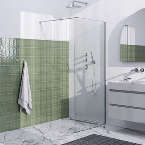 Brauer Frame Inloopdouche 90x200cm Met Muurprofiel Omkaderd - RVS Geborsteld - Veiligheidsglas - Douche - Douchewanden - Inloopdouche - Vaste Wand - 8720724514998
