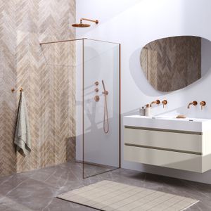 Inloopdouche brauer frame set 1 helder glas 90x200 met muurprofiel en lijst rondom koper geborsteld