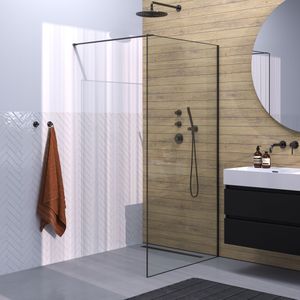 Brauer Frame Inloopdouche 100x200cm Met Muurprofiel Omkaderd - Gunmetal Geborsteld - Veiligheidsglas - Douche - Douchewanden - Inloopdouche - Vaste Wand - 8720724515216