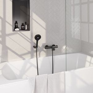 Brauer Gunmetal Edition Badkraan - douchegarnituur - handdouche rond 3 standen - gladde knop - PVD - geborsteld gunmetal 5-GM-233