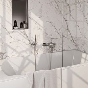 Opbouwset bad- en douchekraan brauer brushed edition thermostatisch met wandhouder geborsteld rvs