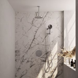 Brauer Chrome Edition Inbouw Regendoucheset 3-weg Rond - 20cm Hoofddouche - Plafondarm - 3 Standen Handdouche - Glijstang - Chroom - Messing - Kranen